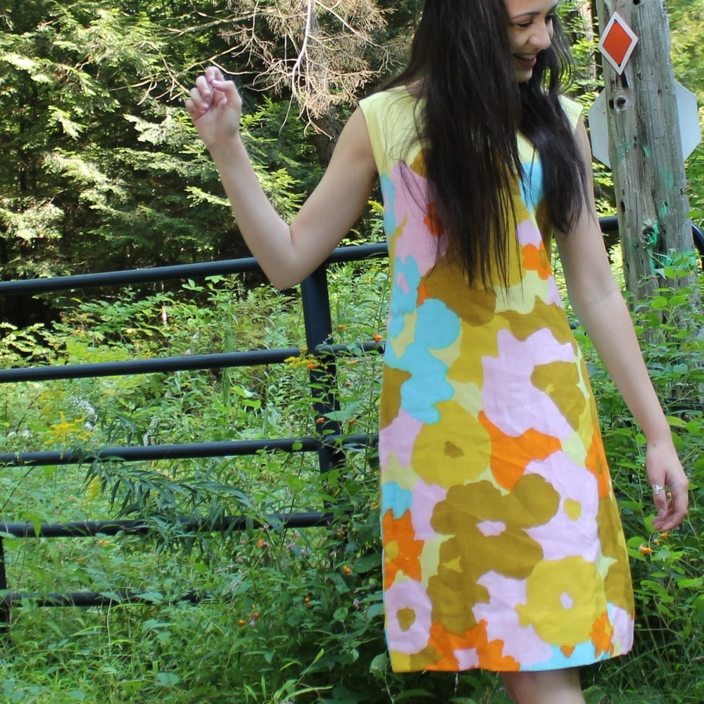 Color Block Retro 1970's Day Dress